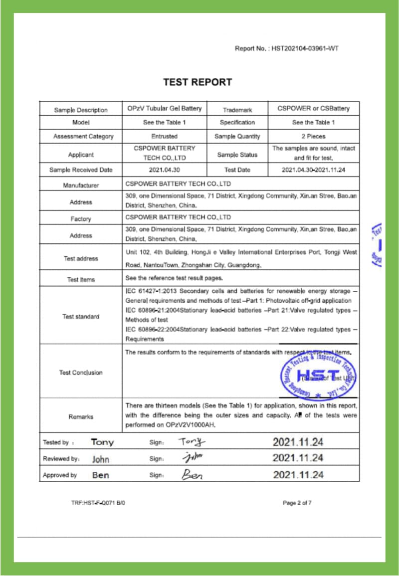 015 IEC-61427-OpzV-Battery